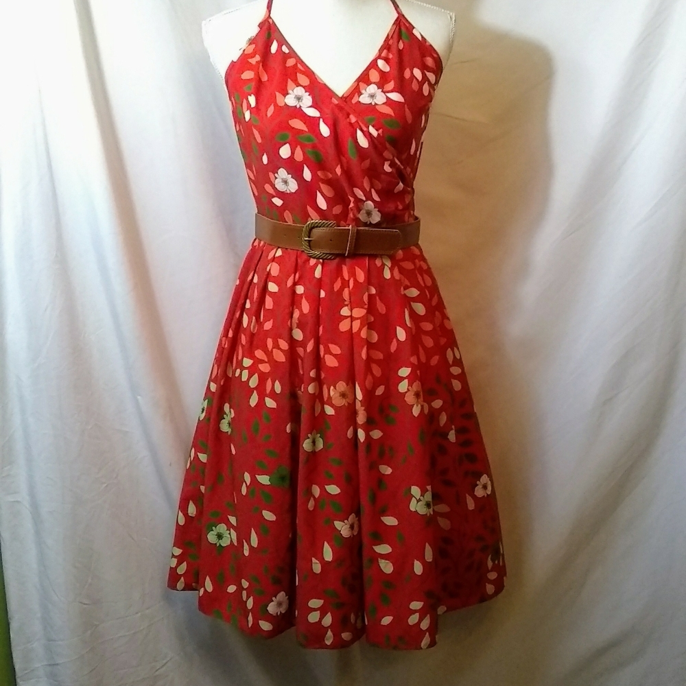 Red floral dress